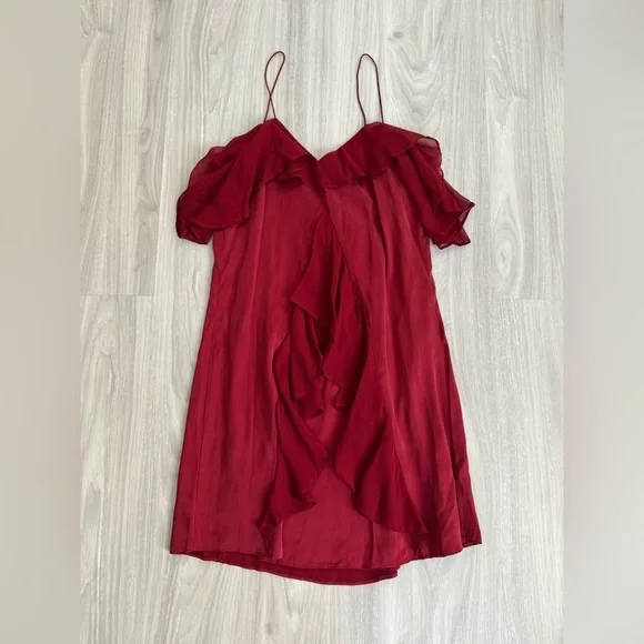 Haute Hippie Silk Chiffon Bibi Ruffled Slip Dress – Heart Red – Size 2 – NWT - Picture 9 of 9